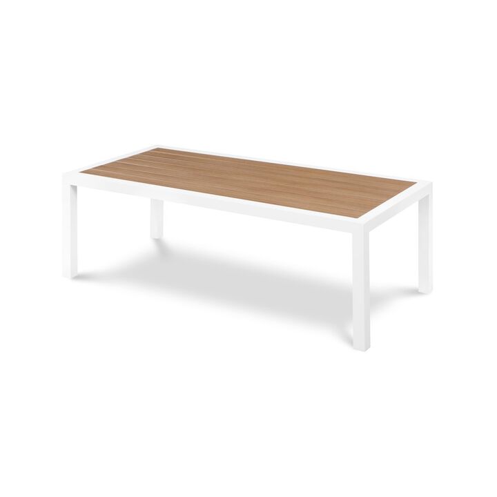 Meridian Furniture Nizuc Brown Wood Look Accent Paneling Outdoor Patio Aluminum Coffee Table
