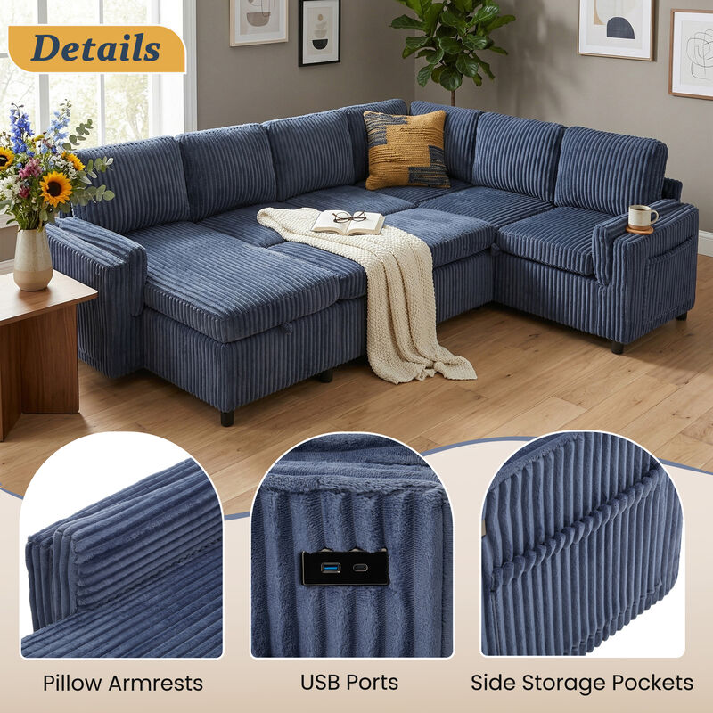 U-Shaped Sectional Sleeper Sofa image number 5