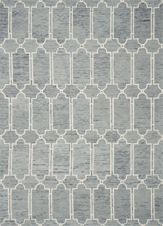 8'X10' Slate Blue Hand Tufted Geometric Indoor Area Rug