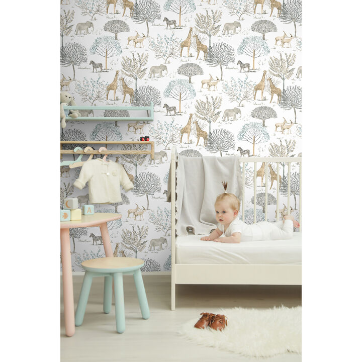 On the Savanna Neutral Wallpaper
