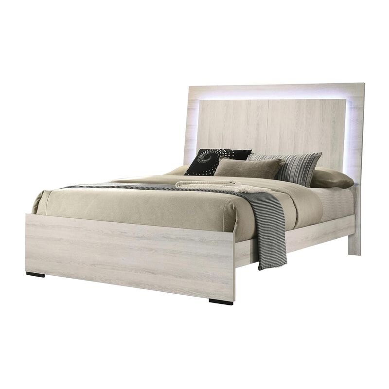 Queen Bedroom Set, White Wash, Chrome, 2 Piece Set with Nightstand image number 5