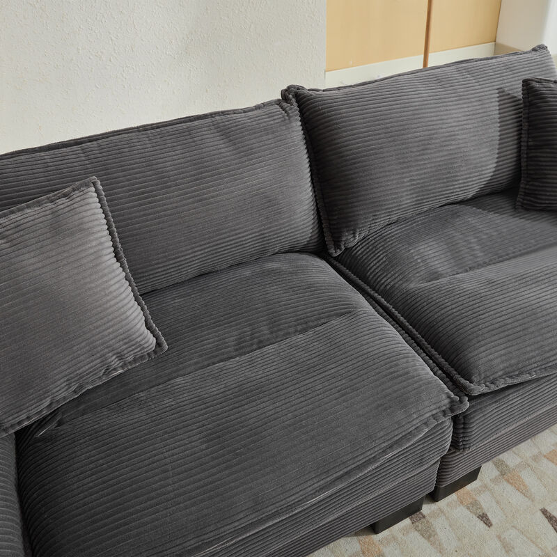 Merax Corduroy Sofa Loveseat Sofa with Pillows