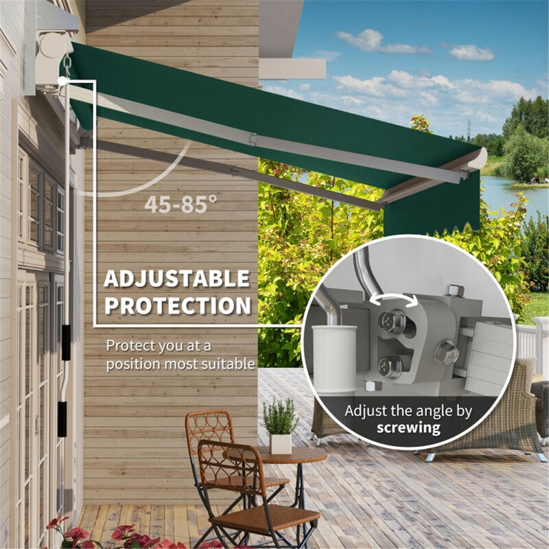 Manual Retractable Awning UV-Resistant Outdoor Shade Canopy for Home & Caf&eacute;
