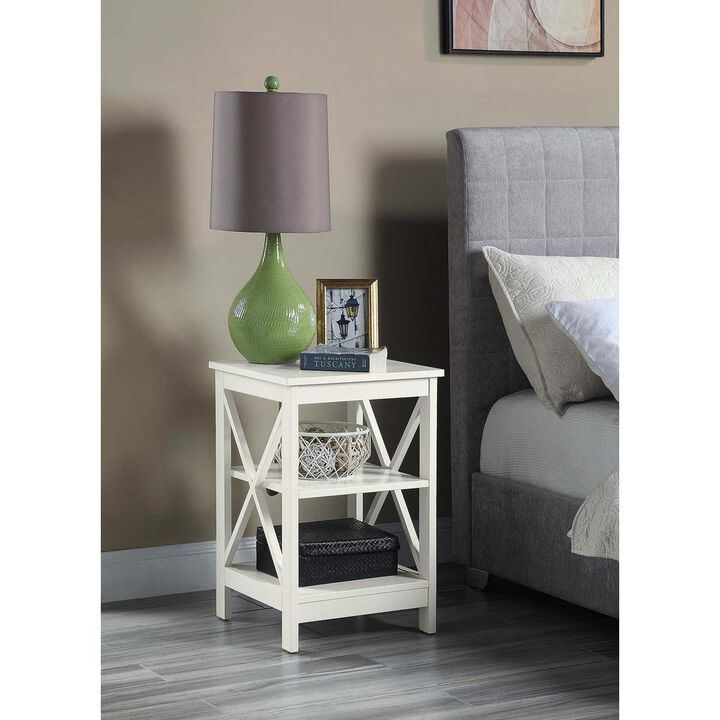Convenience Concepts Oxford End Table with Shelves Ivory