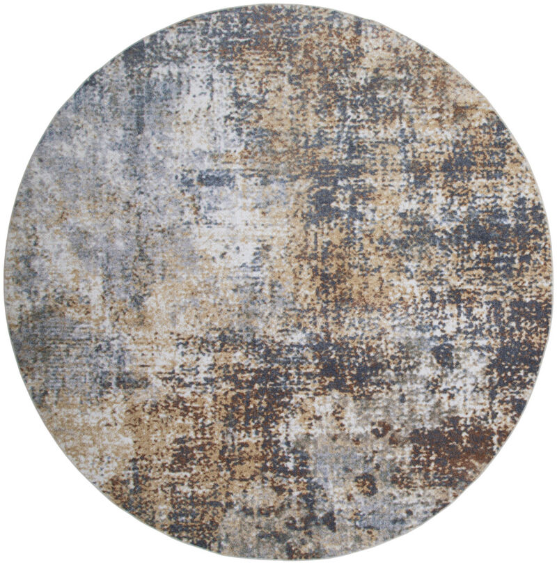 HomeRoots Abstract Distressed Washable Round Rug image number 2