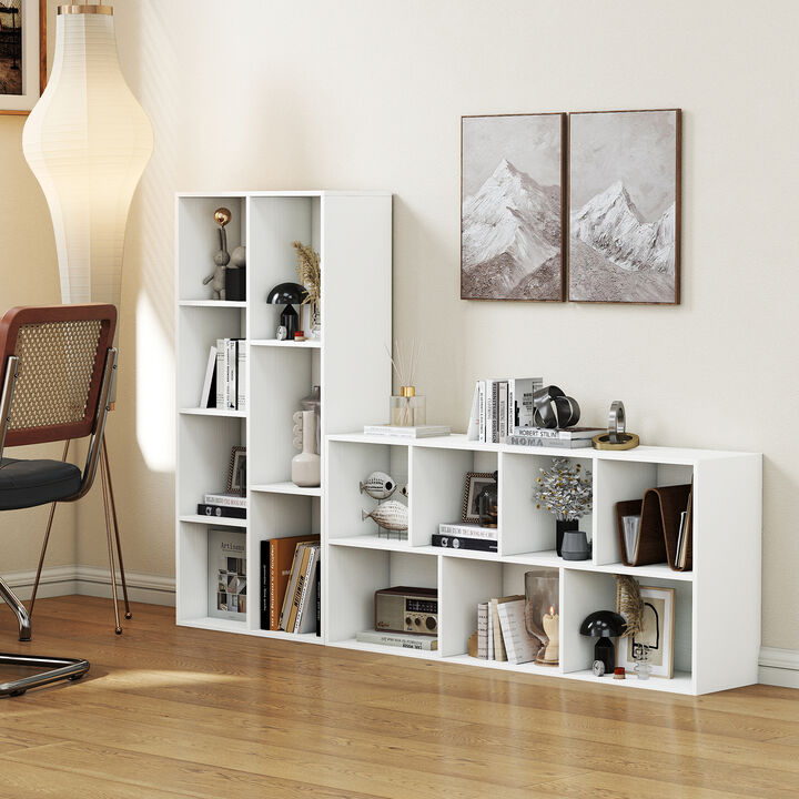 7-Compartment Freestanding Bookshelf for Vertical or Horizontal Placement