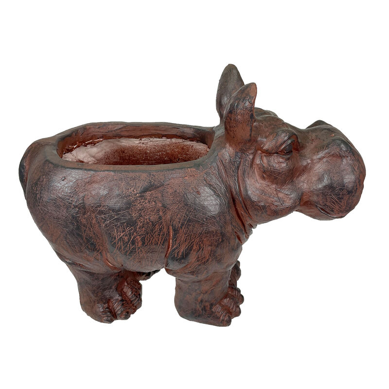 Brown 17" Hippo MGO Planter, Durable Weatherproof Magnesium - Indoor/Outdoor image number 1