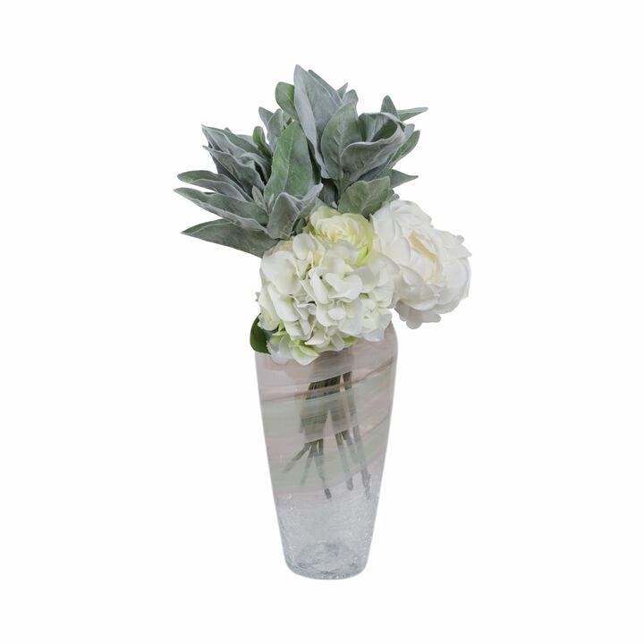 Glass, 12" Crackled Vase
