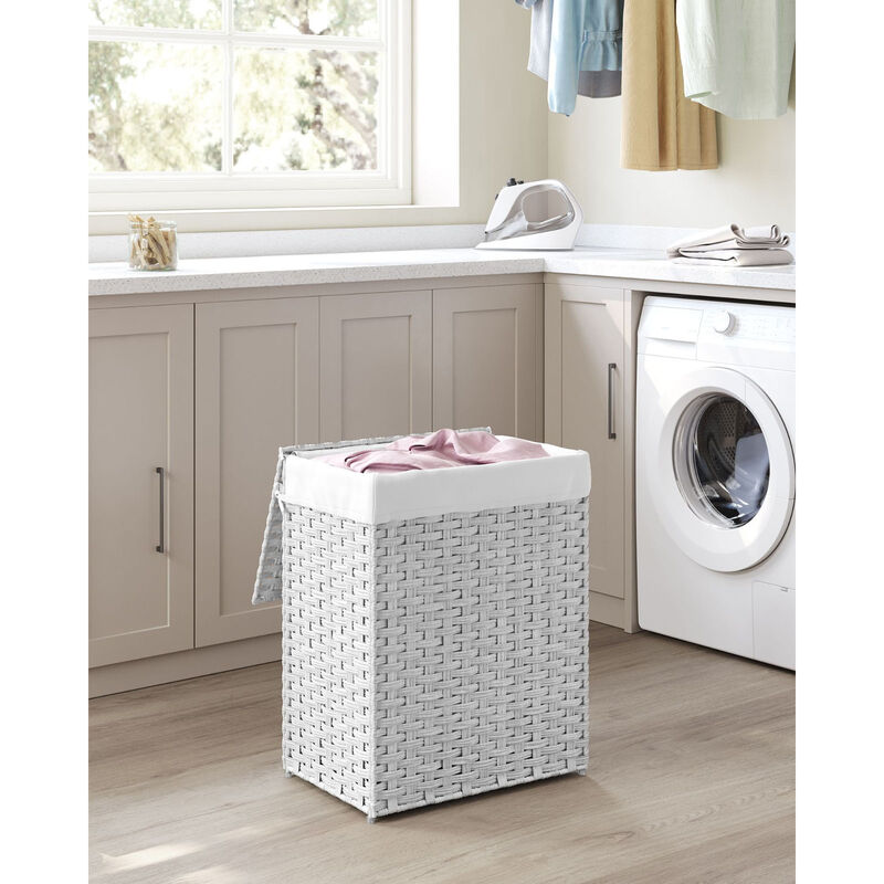 Laundry Hamper with Lid &ndash; Durable Synthetic Rattan Basket for Clothes, Towels & Family Laundry