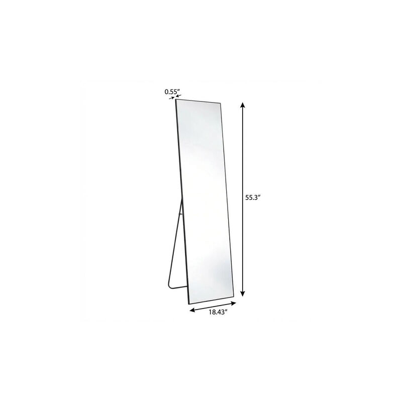 HomeRoots 55" Black Aluminum Wall Mount Leaning Or Freestanding Framed Full Length Mirror image number 4
