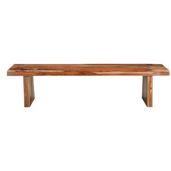 HomeRoots 75" Brown Solid Wood Live Edge Dining Bench