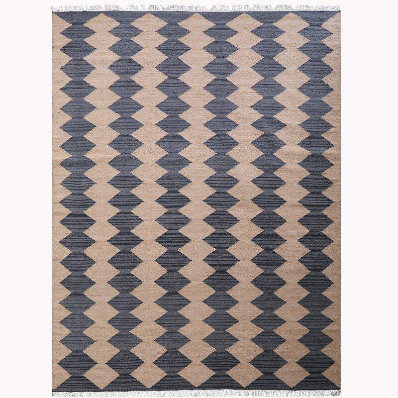 RUGSOTIC CARPETS HAND WOVEN FLAT WEAVE KILIM WOOL ECO-FRIENDLY AREA RUGS  - 5'x8', Rectangle Shape, Brown Charcoal Color, Contemporary Design, Low Pile Handmade Rugs for Living Room (D00108)