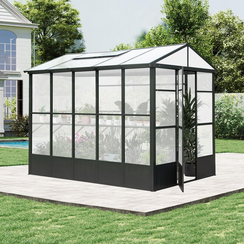 Mondawe 7.5 x 10 FT Polycarbonate Greenhouse, Outdoor Full Aluminum Heavy Duty Greenhouse with Extra 8FT Walk-in Height image number 2