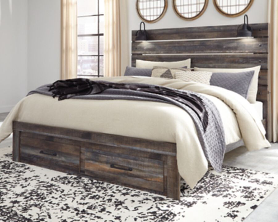 Drystan King Panel Bed with 2 Storage Drawers