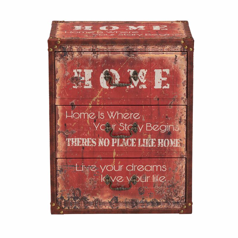 Baxton Studio Lorand Vintage Faux Leather And Wood 3 Drawer Storage Trunk