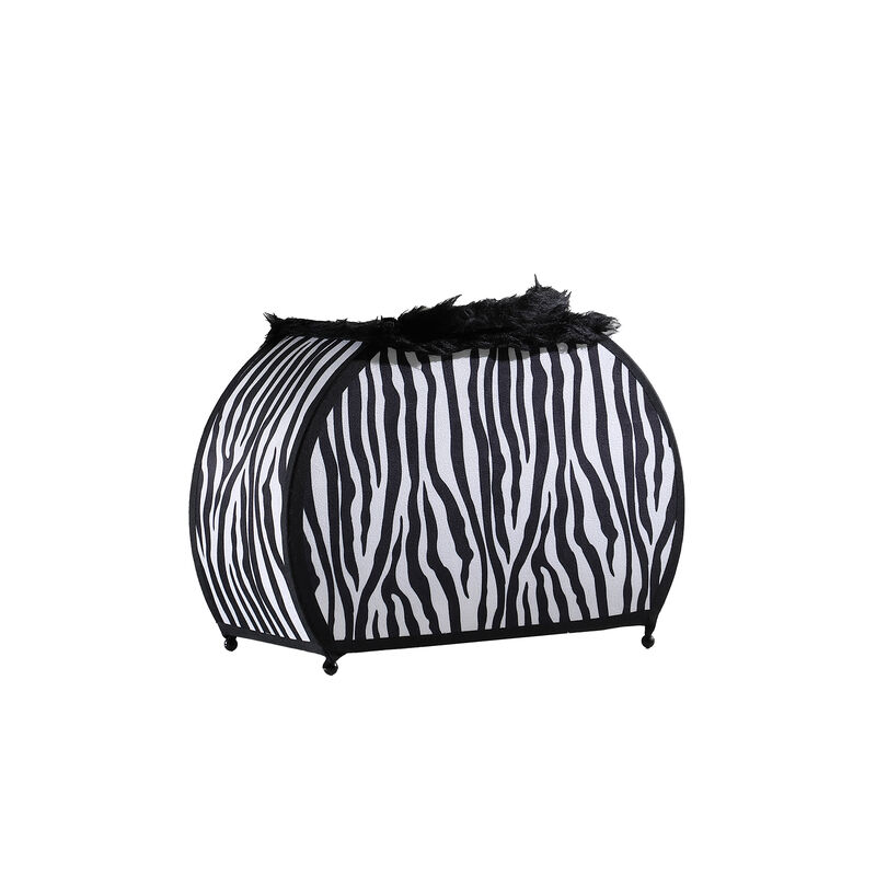 Wigi 12 Inch Accent Lamp, Purse, Zebra Animal Print, Black White Faux Fur image number 0
