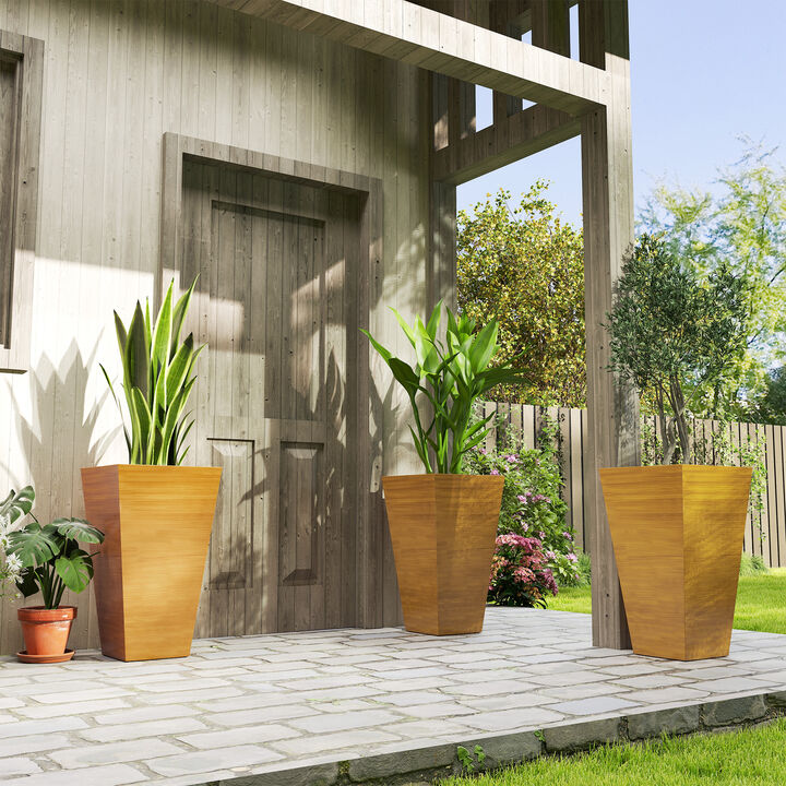 Hivvago 28" Tall Outdoor Planter Set of 3 with Drainage Holes
