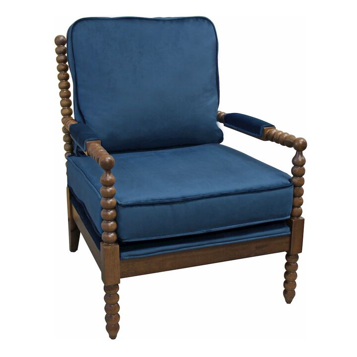 Traditional Wyndham Occasional Chair in Royal Blue Velvet