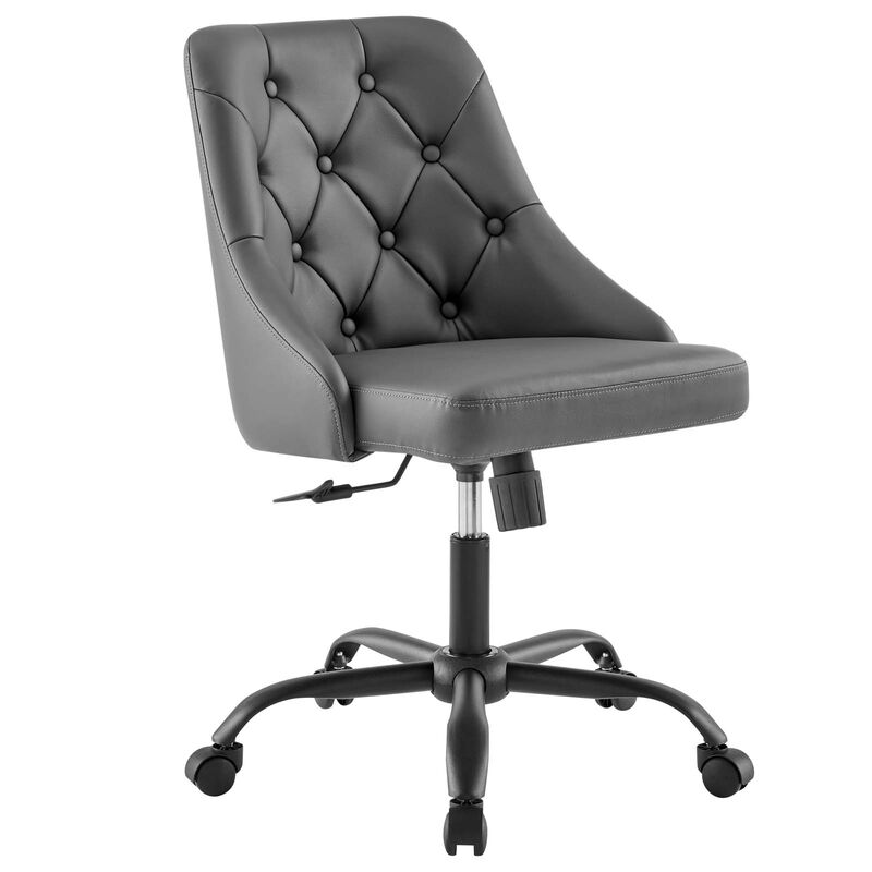 Modway Furniture - Distinct Tufted Swivel Vegan Leather Office Chair Black Gray image number 0