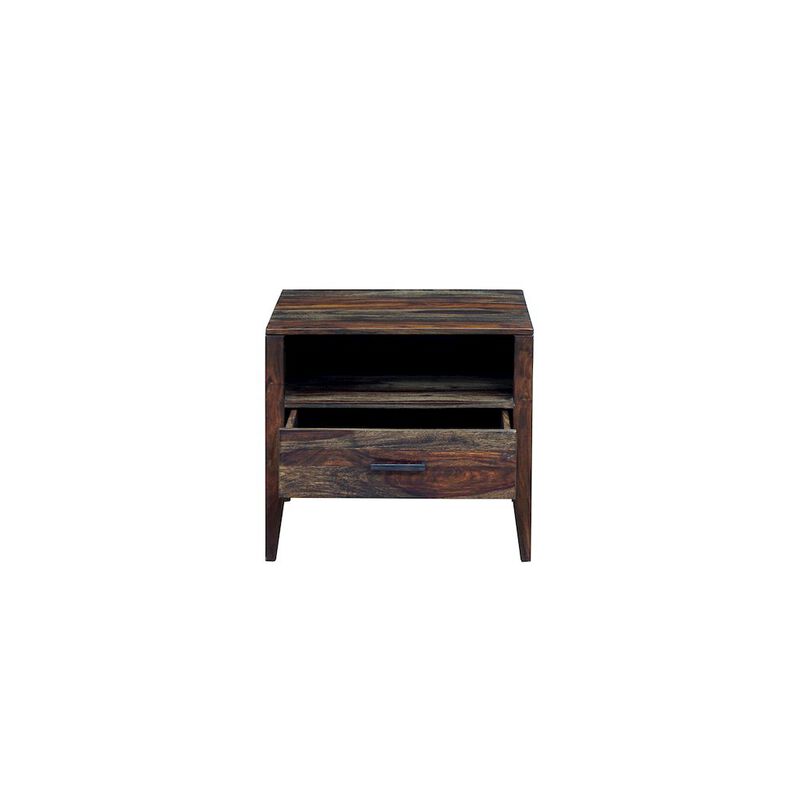 Porter Designs Fall River Solid Sheesham Wood Nightstand, Gray