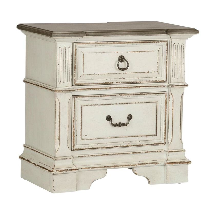 Liberty Furniture Antique White Nightstand with Charging Station and Storage image number 0