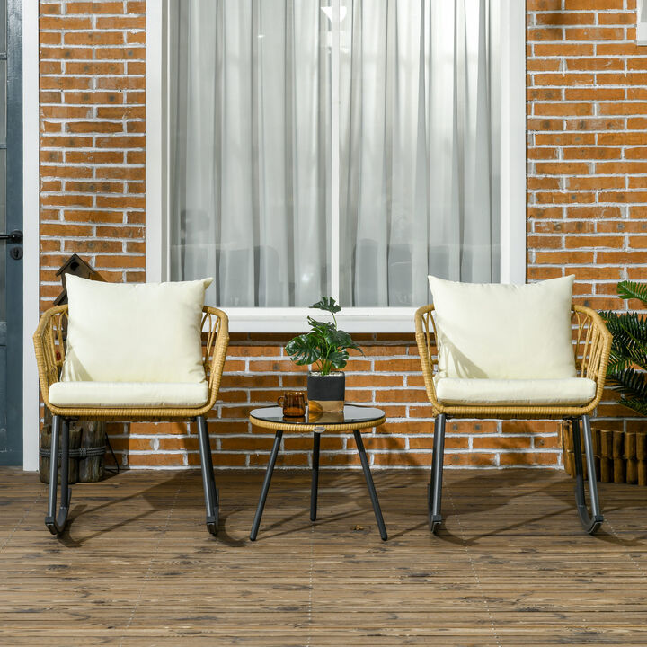 Hivvago Patio Conversation Set with Cushioned Rockers and Glass Table