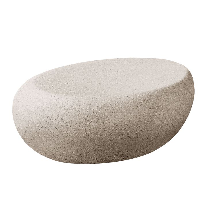 43.31''Fiberglass Elliptical Coffee Table for Living Room Vintage Table,Matte Rocks Table front of the Sofa, Irregular Center Table