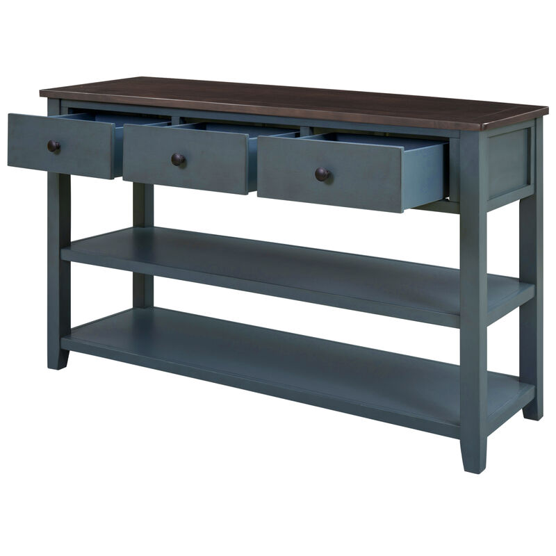 Whisen Modern Design Console Table with 3 Drawers and 2 Open Shelves - Espresso