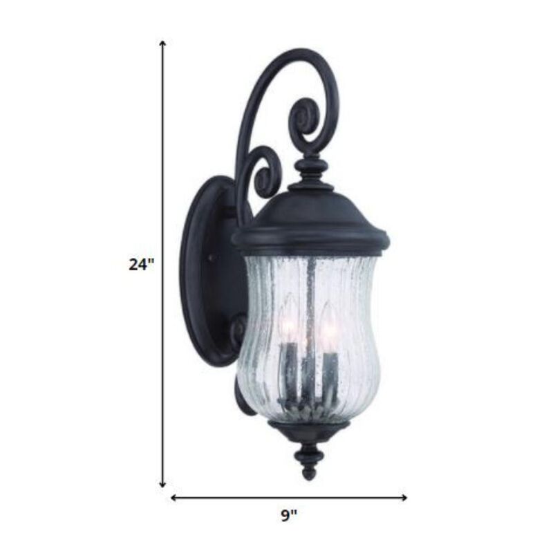Hivvago Three Light Matte Black Urn Shaped Wall Light
