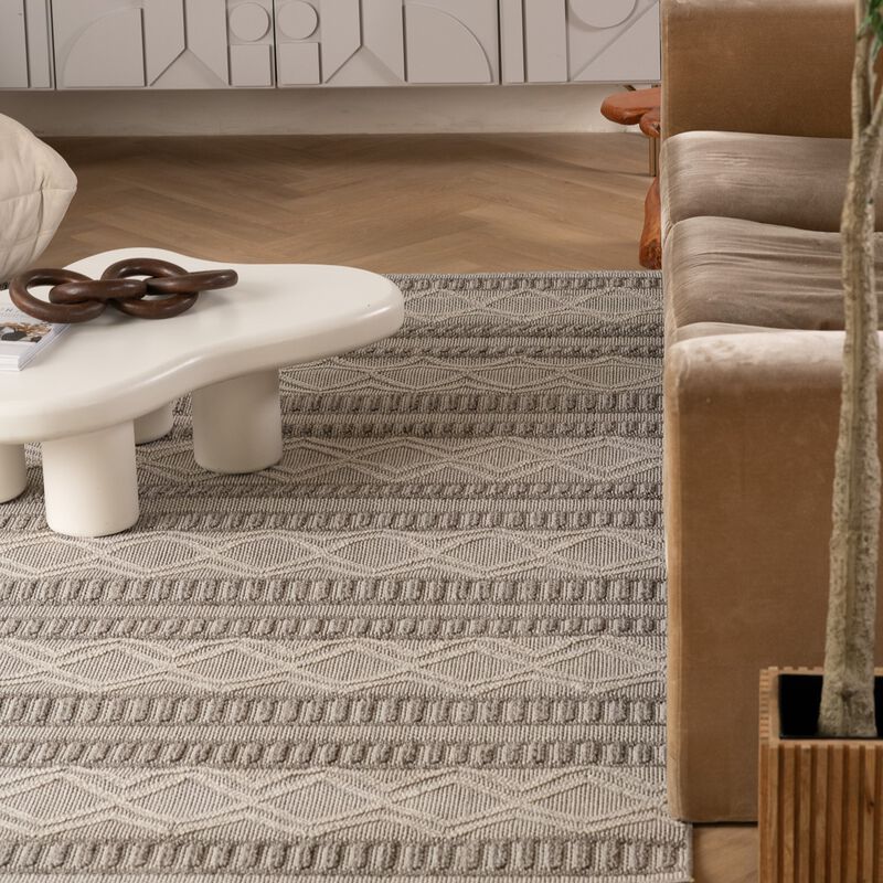 Rug Branch Arvid Contemporary Chevron Grey Beige Indoor Area Rug