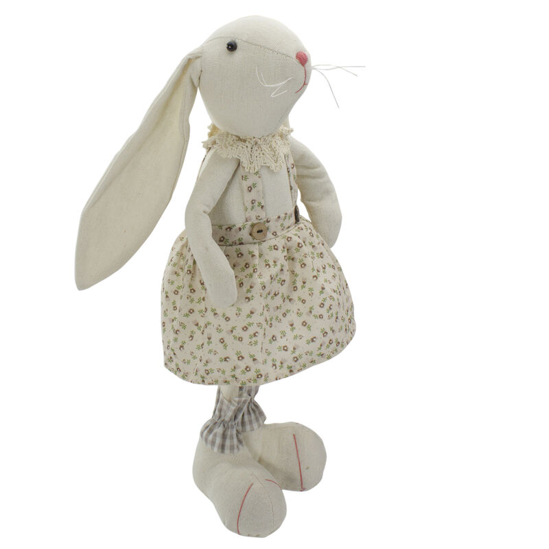 14.5" Beige and Cream Standing Girl Easter Bunny Rabbit Spring Figure
