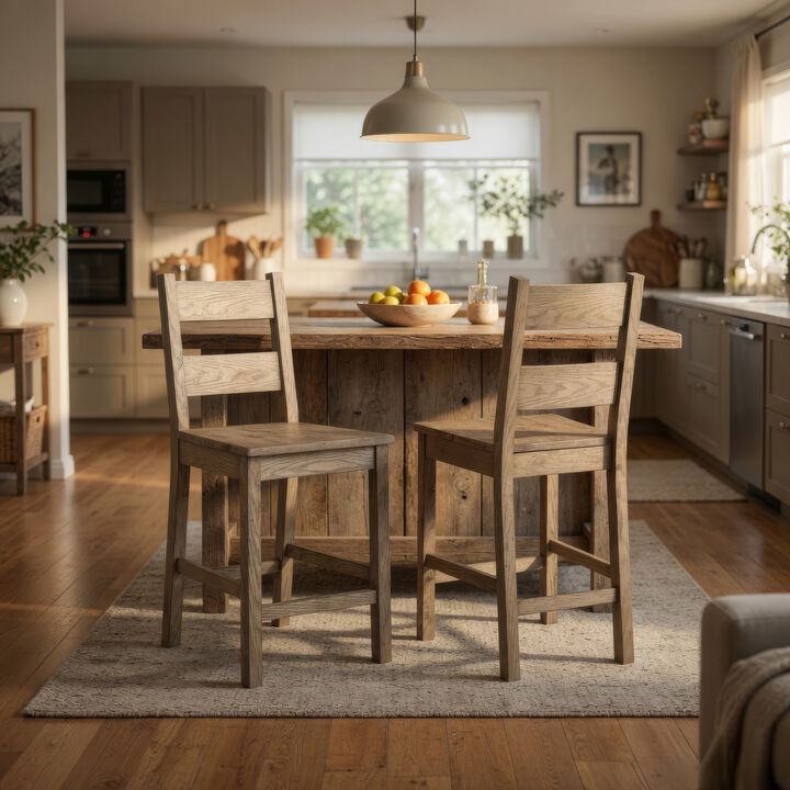Dova Counter Height Chair Set of 2, Ladder Back, Vineyard Oak Brown