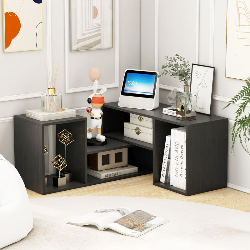 Versatile 2-Piece TV Stand for 55" TVs with Adjustable Sections and Storage Cubes