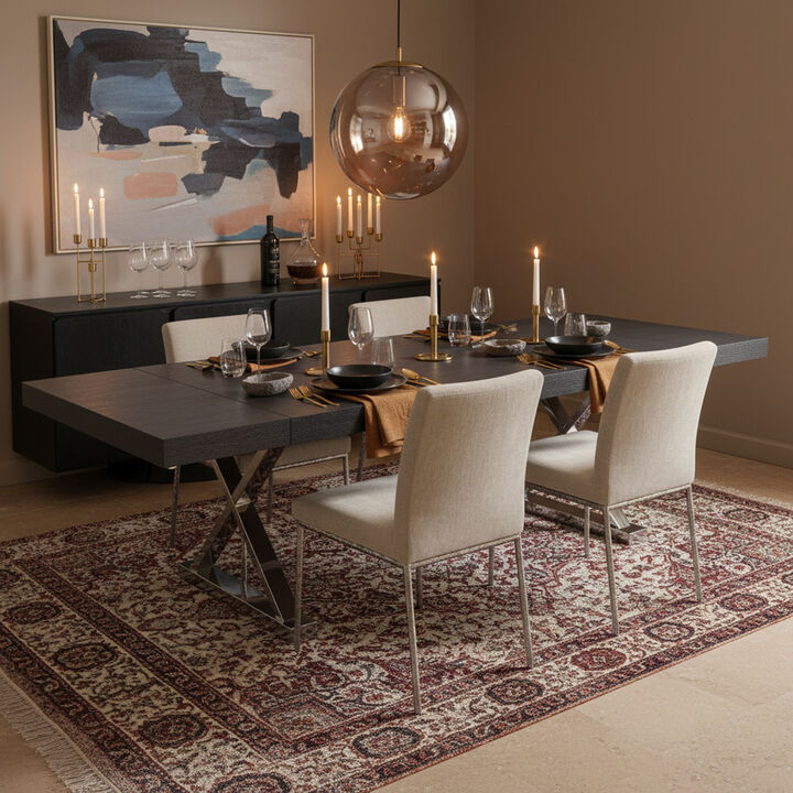 Meridian Furniture Excel Grey Oak Veneer Lacquer Extendable Dining Table