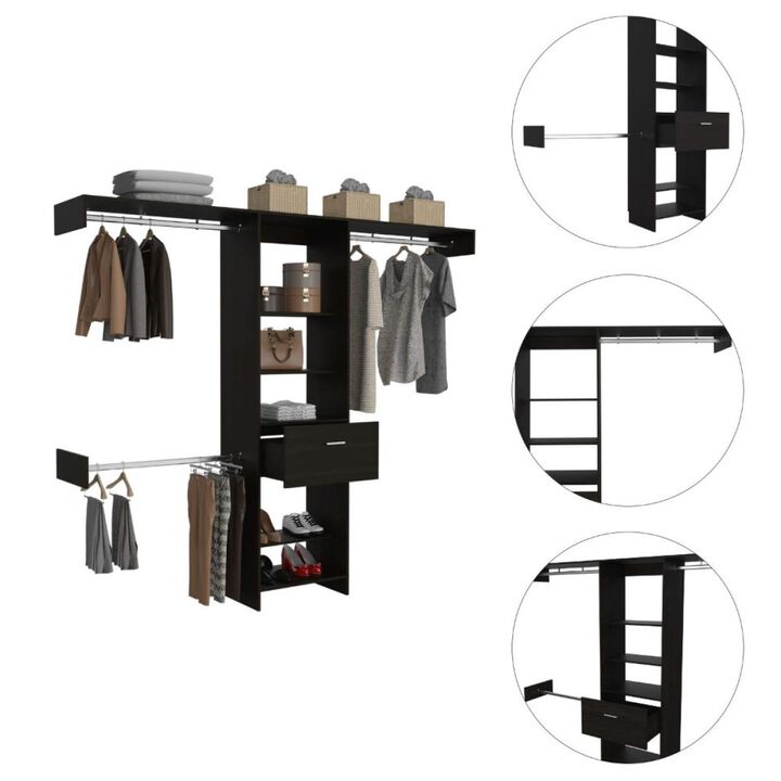 Calveston 1-Drawer 4-Shelf Closet System Black Wengue