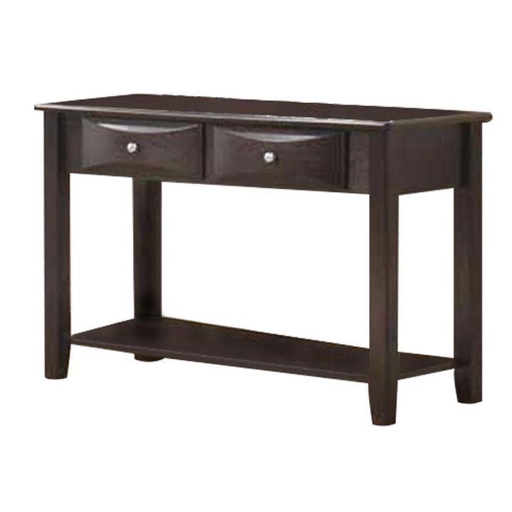 Wooden Console Table with 2 Spacious Drawers, Brown-Benzara