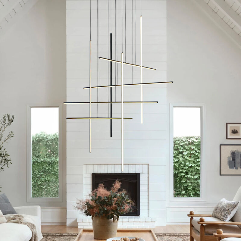 8 - Light Modern Chandelier Long Hanging Pendant for High Ceiling image number 4