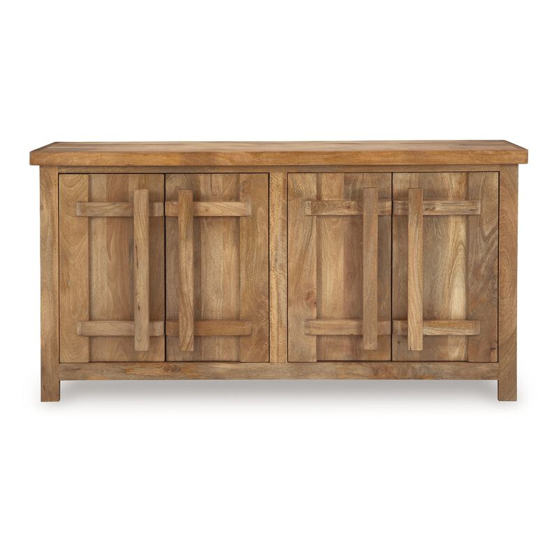 Sideboard Cabinet Console, 68 Inch Craftsman Style, Brown Mango Wood