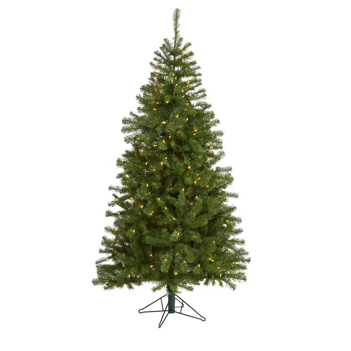Nearly Natural Springfield Artificial Christmas Tree with Warm Clear Lights and Bendable Branches