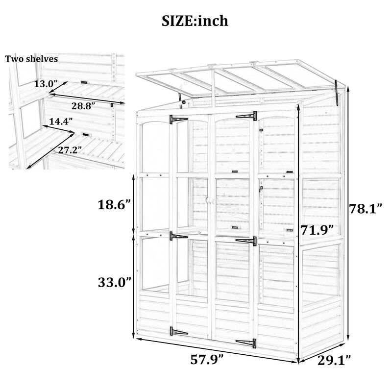 Streamdale 78'' Wooden Cold Frame with Skylights, Shelves & Outdoor Walk-inhouse image number 6