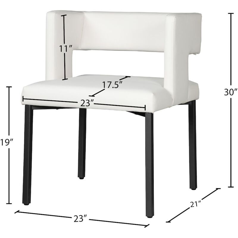 Meridian Furniture Caleb White Vegan Leather Dining Chair, Set of 2