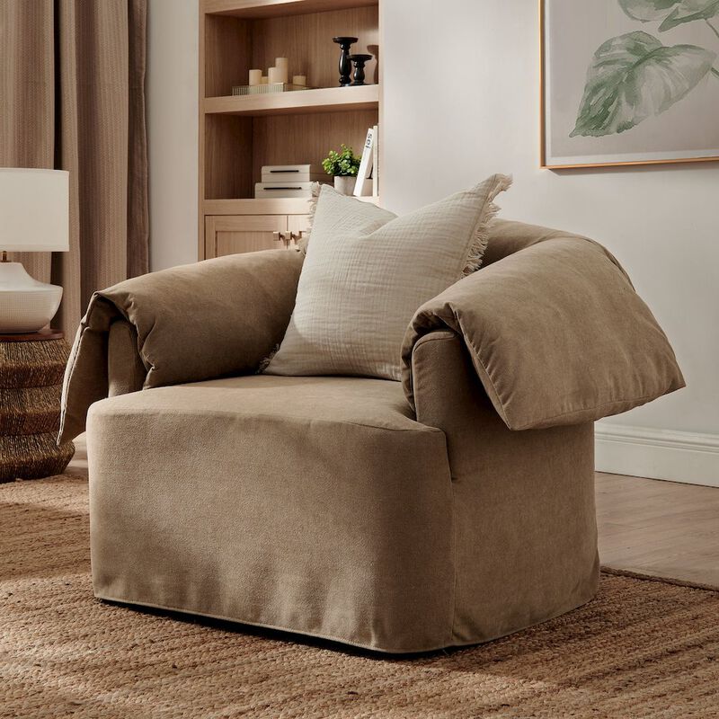 Lark Slipcovered Fabric Oversized Armchair image number 7