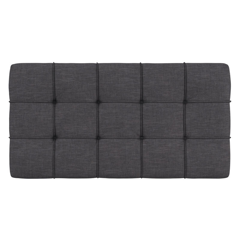 Sienna 33 inch Wide Transitional Rectangle Storage Ottoman Bench in Slate Grey Linen Look Fabric, Assembled image number 5