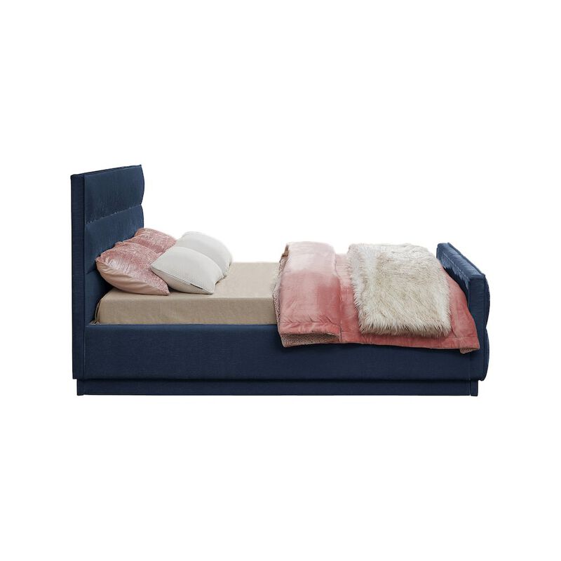 Meridian Furniture Paxton Navy Chenille Fabric King Bed