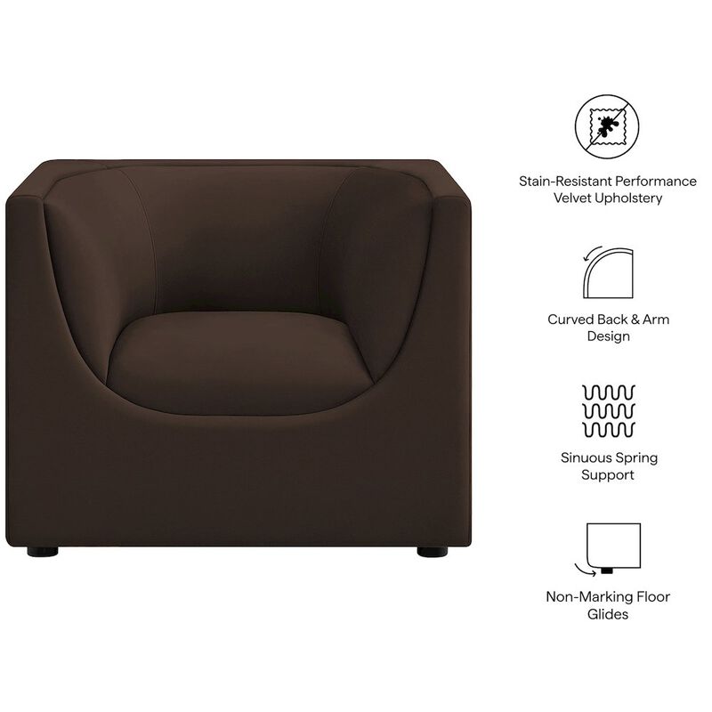 Hilda Curved Back Performance Velvet Armchair image number 1