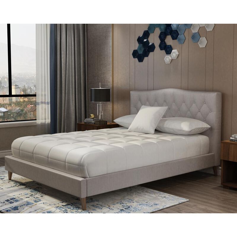 Rachel Upholstered King Bed In A Box W/ 2 Nightstands