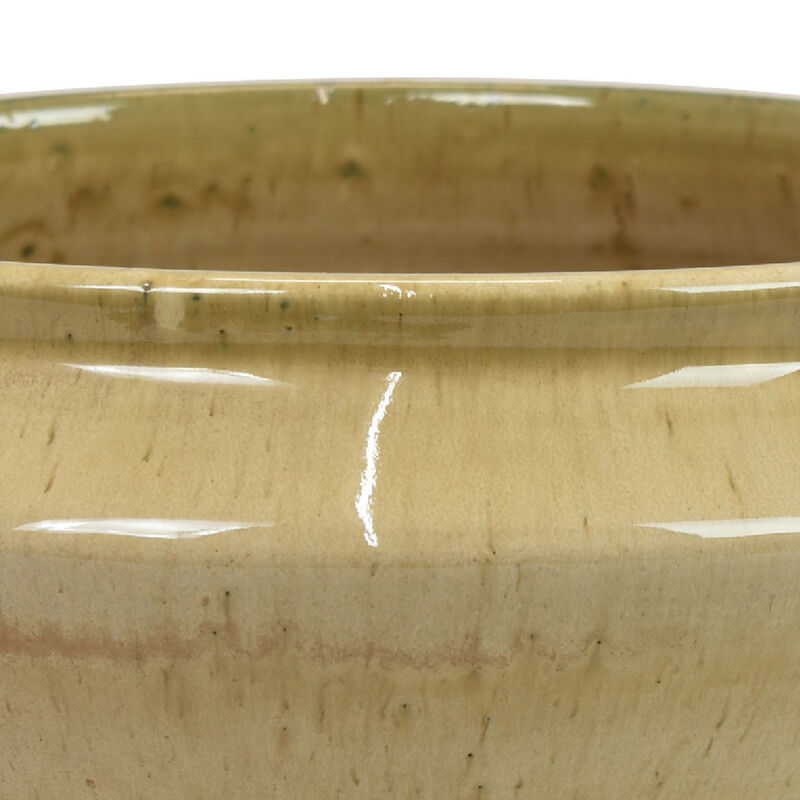 Decorative Serving Bowl, 2 Tone Rustic Brown Glazed Ceramic, 11 Inch image number 5