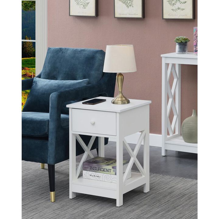 Convenience Concepts Oxford 1 Drawer End Table White