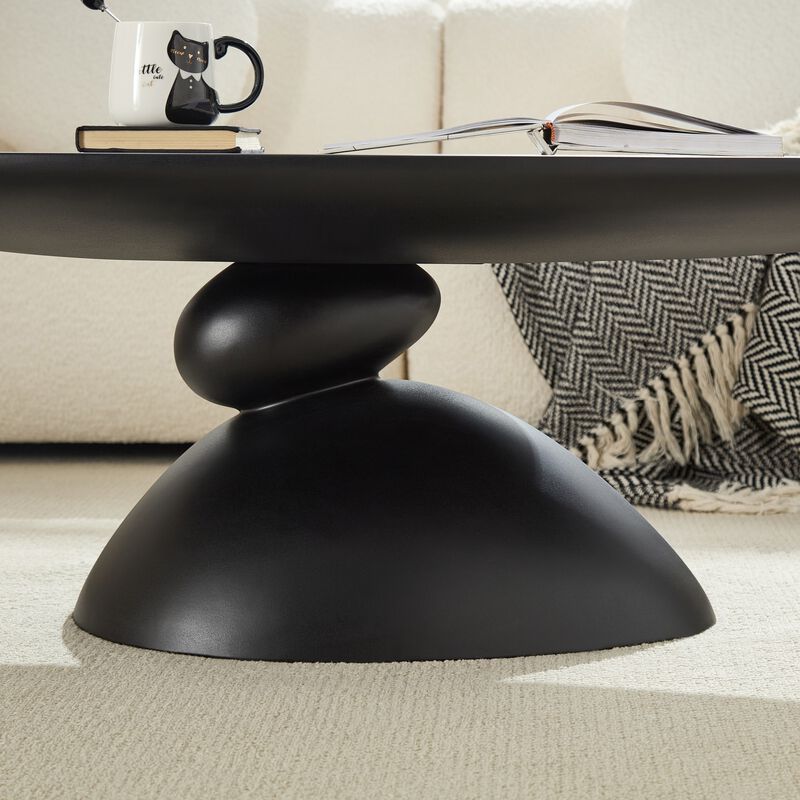Glibop Lucky Stone-shaped Elliptical Coffee Table image number 4