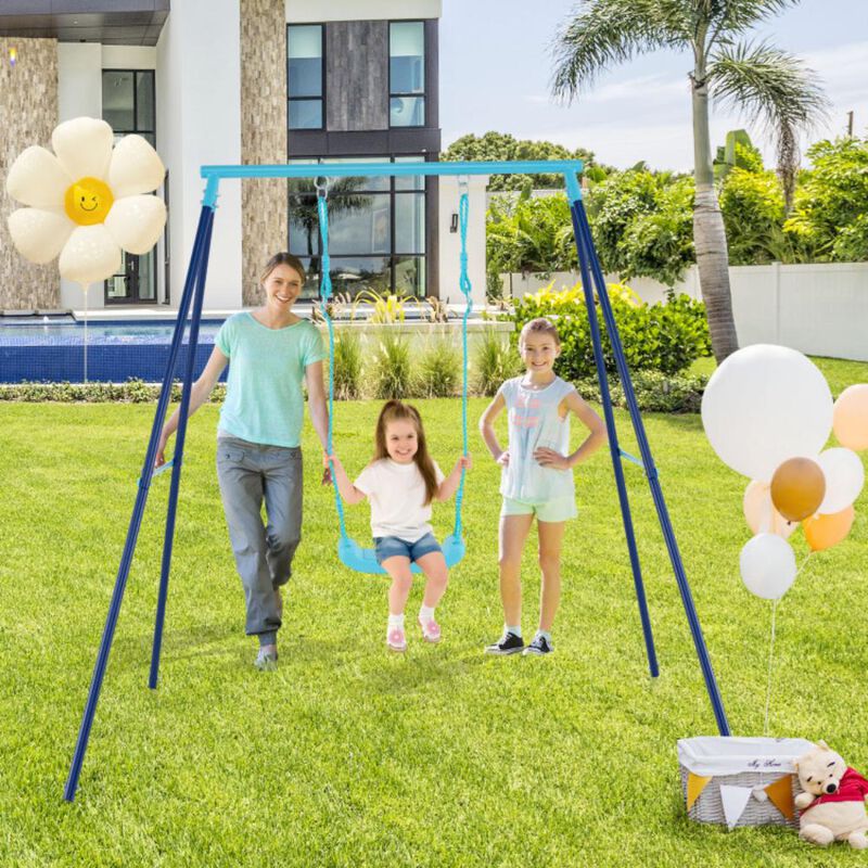 Hivvago Outdoor Heavy Duty Metal Toddler Swing Set with Stand
